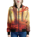 Sunshine Autumn Tree Print Women's Bomber Jacket