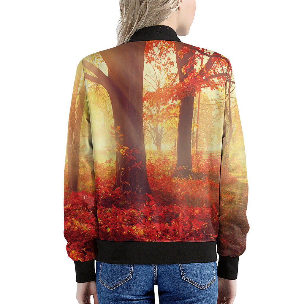 Sunshine Autumn Tree Print Women's Bomber Jacket