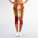 Sunshine Autumn Tree Print Women's Capri Leggings
