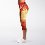 Sunshine Autumn Tree Print Women's Capri Leggings