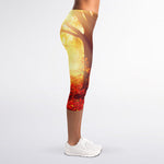 Sunshine Autumn Tree Print Women's Capri Leggings
