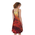 Sunshine Autumn Tree Print Women's Sleeveless Dress