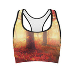 Sunshine Autumn Tree Print Women's Sports Bra