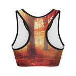 Sunshine Autumn Tree Print Women's Sports Bra