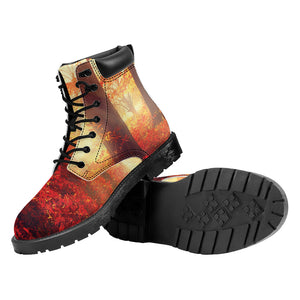 Sunshine Autumn Tree Print Work Boots