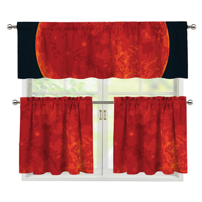 Super Blood Moon Lunar Eclipse Print 3 Piece Kitchen Curtains
