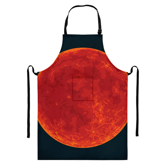 Super Blood Moon Lunar Eclipse Print Bib Apron With Pocket