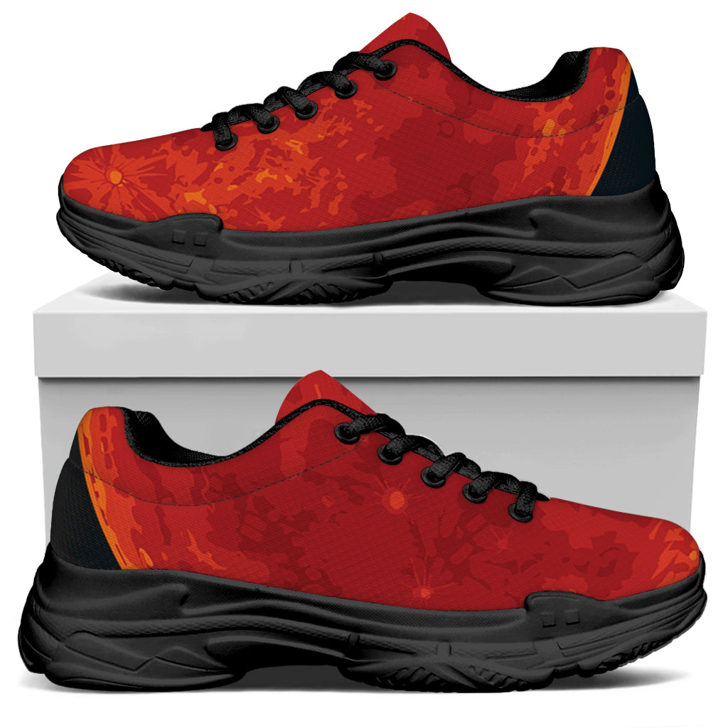 Super Blood Moon Lunar Eclipse Print Black Chunky Shoes