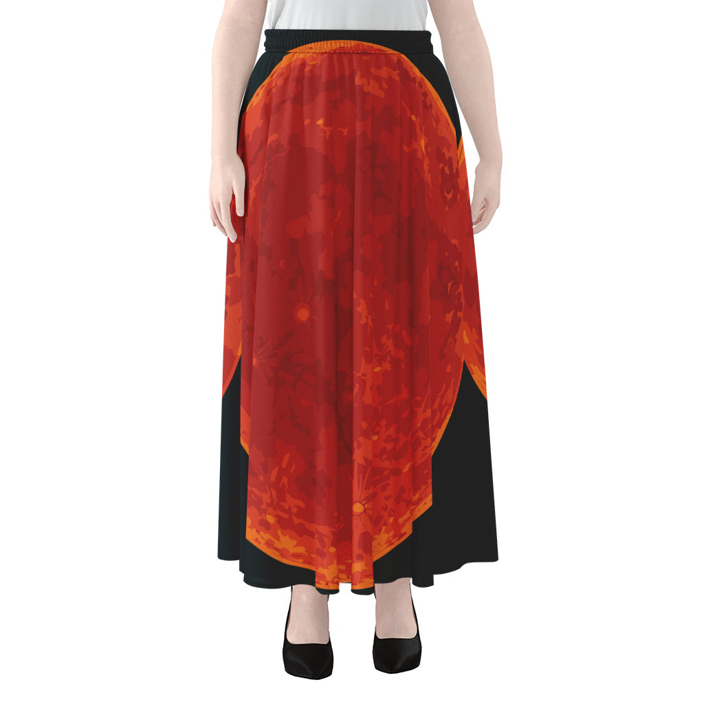 Super Blood Moon Lunar Eclipse Print Chiffon Maxi Skirt