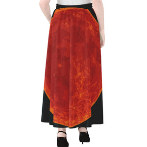 Super Blood Moon Lunar Eclipse Print Chiffon Maxi Skirt