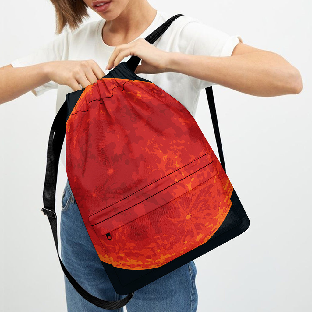 Super Blood Moon Lunar Eclipse Print Drawstring Backpack