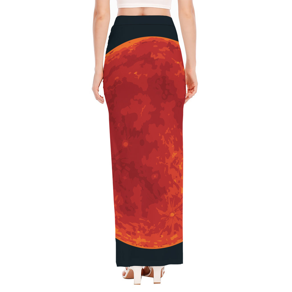 Super Blood Moon Lunar Eclipse Print High Slit Maxi Skirt