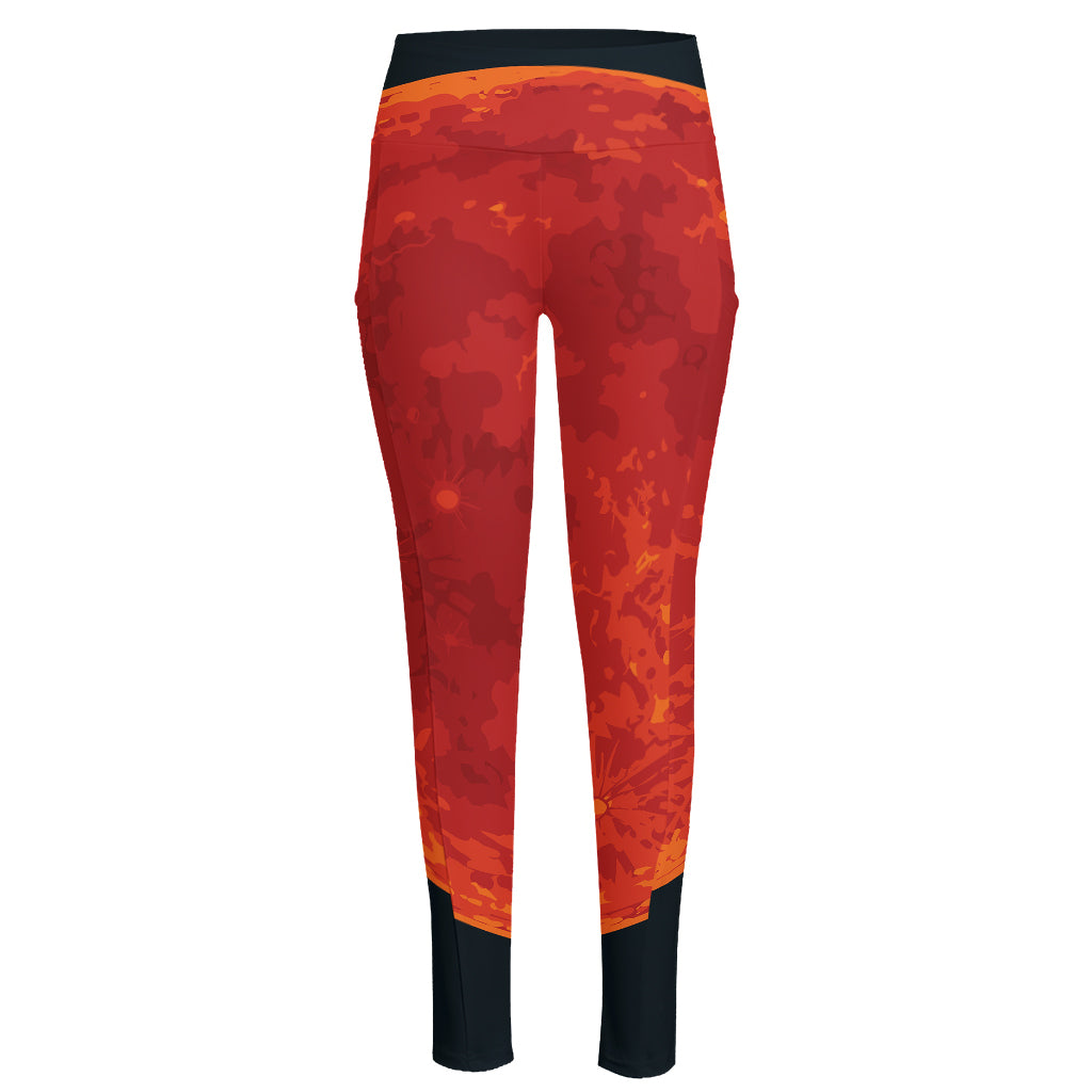 Super Blood Moon Lunar Eclipse Print High-Waisted Pocket Leggings