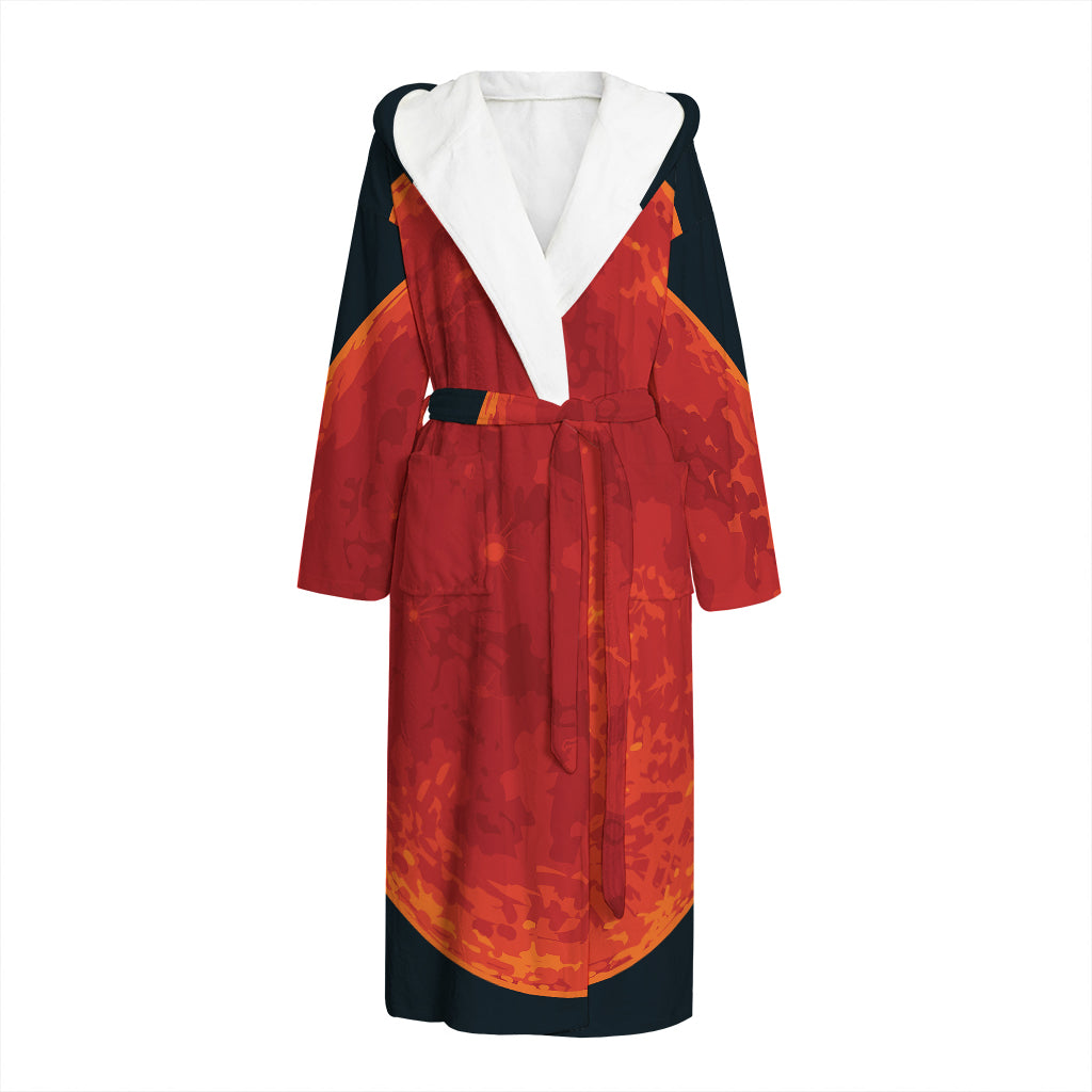 Super Blood Moon Lunar Eclipse Print Hooded Bathrobe