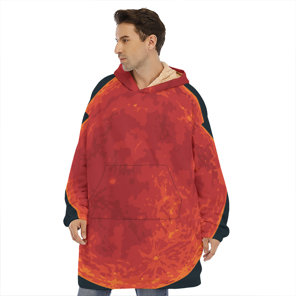 Super Blood Moon Lunar Eclipse Print Hoodie Blanket