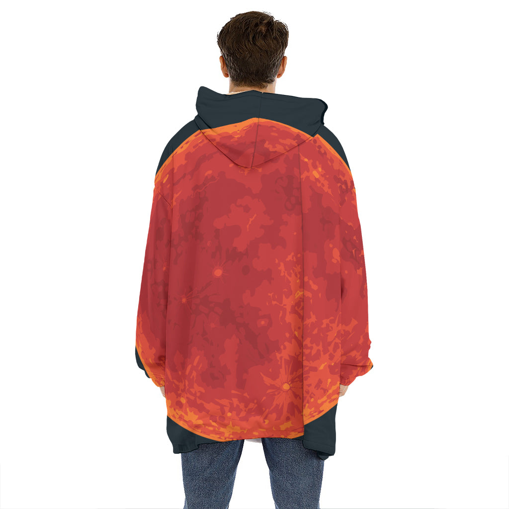 Super Blood Moon Lunar Eclipse Print Hoodie Blanket