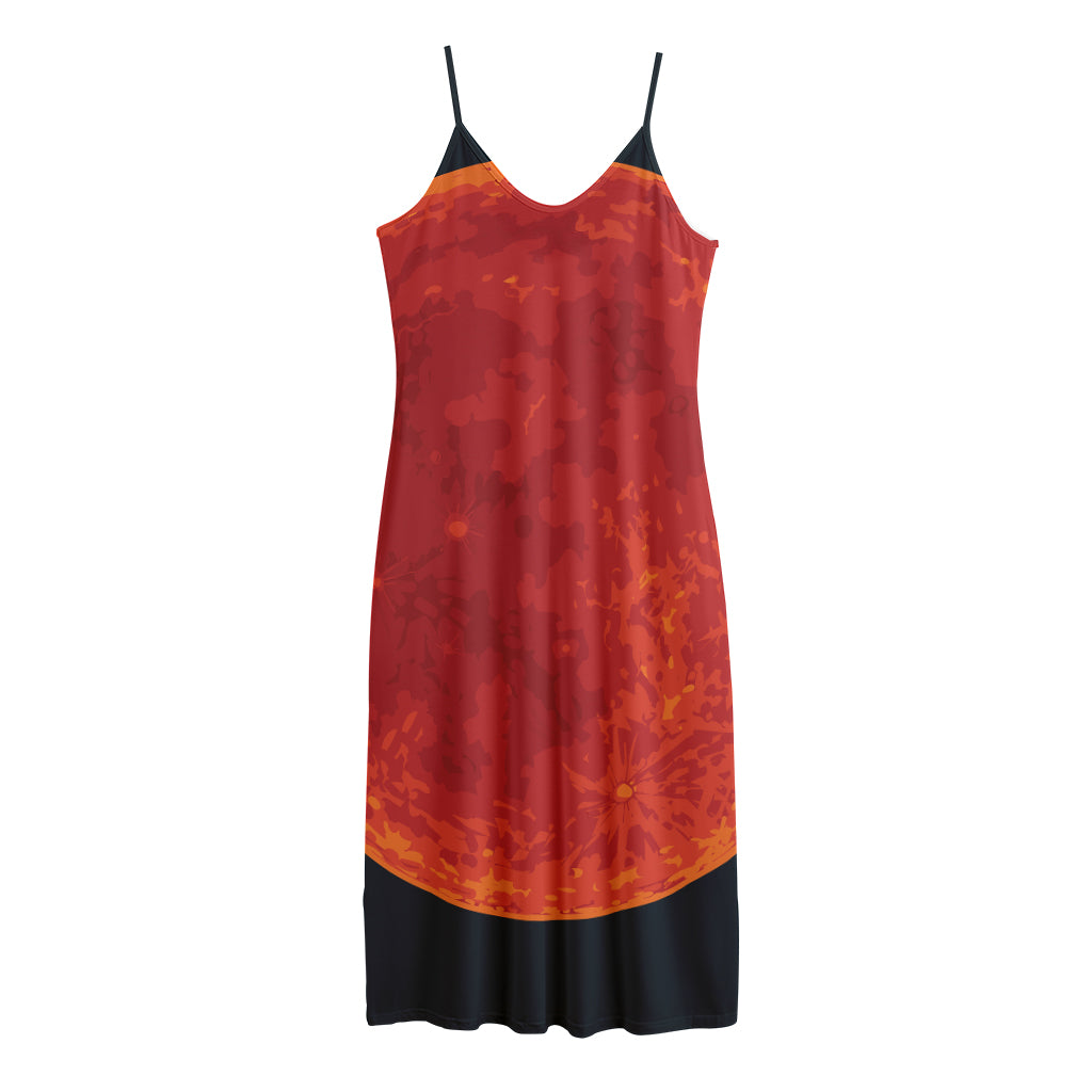 Super Blood Moon Lunar Eclipse Print Jersey Midi Cami Dress