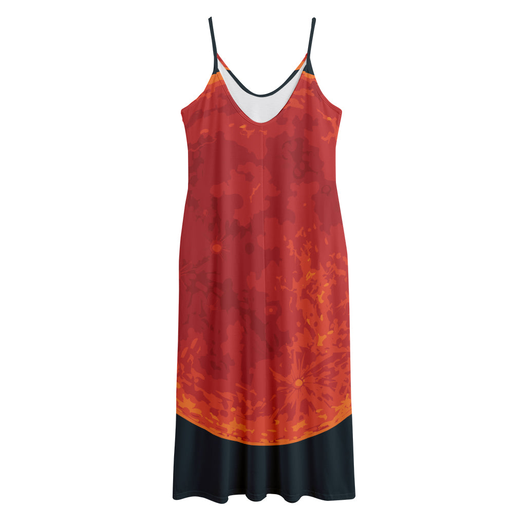 Super Blood Moon Lunar Eclipse Print Jersey Midi Cami Dress