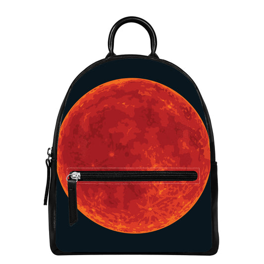 Super Blood Moon Lunar Eclipse Print Leather Backpack