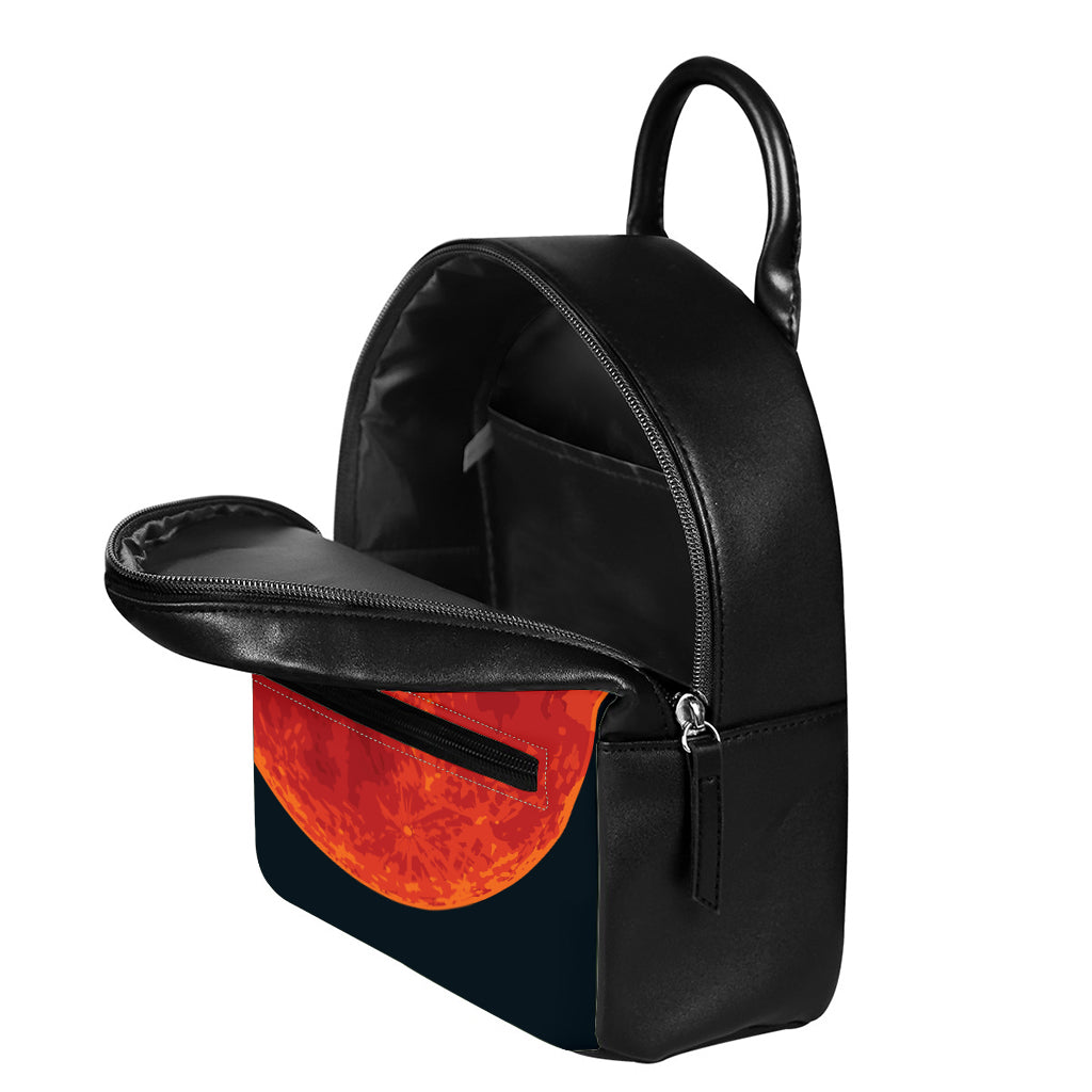 Super Blood Moon Lunar Eclipse Print Leather Backpack