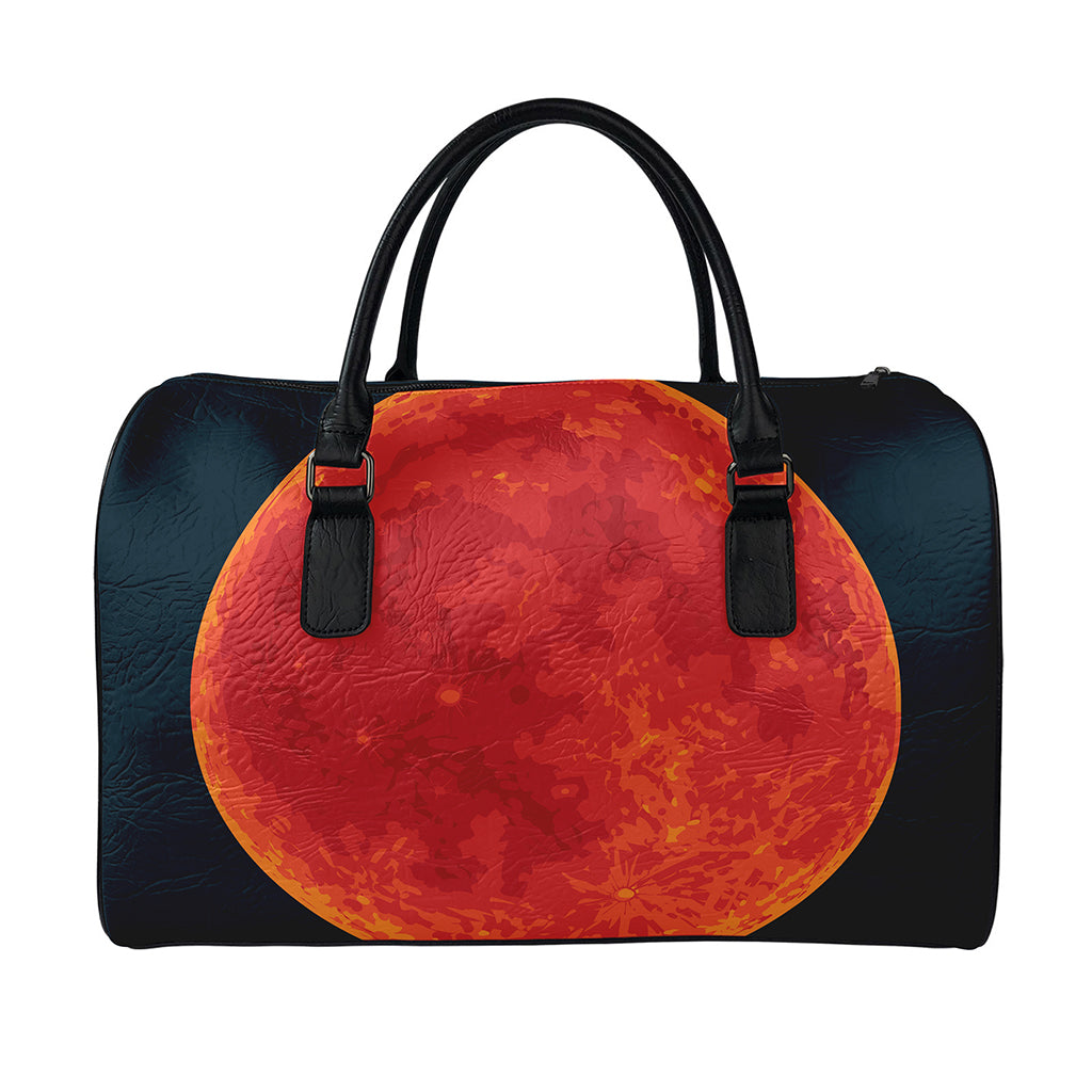 Super Blood Moon Lunar Eclipse Print Leather Duffle Bag