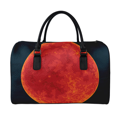 Super Blood Moon Lunar Eclipse Print Leather Duffle Bag