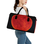 Super Blood Moon Lunar Eclipse Print Leather Duffle Bag