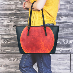 Super Blood Moon Lunar Eclipse Print Leather Tote Bag