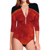 Super Blood Moon Lunar Eclipse Print Long Sleeve Swimsuit