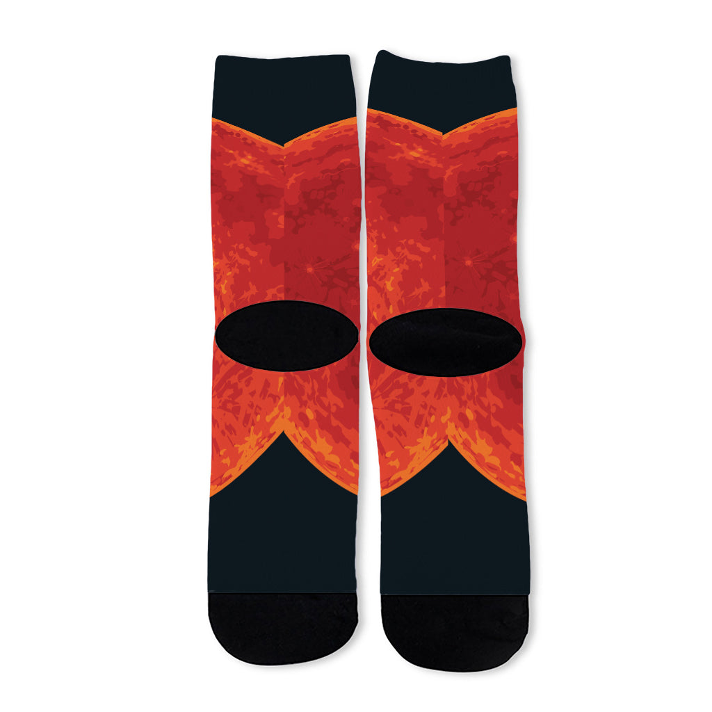 Super Blood Moon Lunar Eclipse Print Long Socks