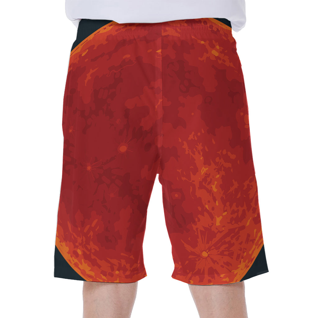 Super Blood Moon Lunar Eclipse Print Men's Beach Shorts