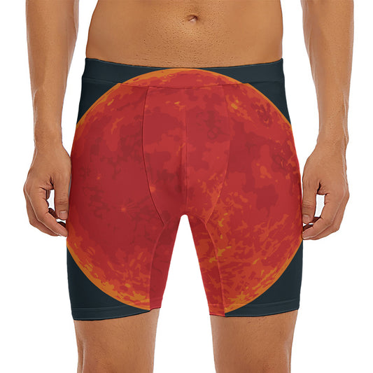 Super Blood Moon Lunar Eclipse Print Men's Long Boxer Briefs