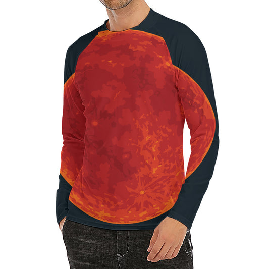 Super Blood Moon Lunar Eclipse Print Men's Long Sleeve Rash Guard