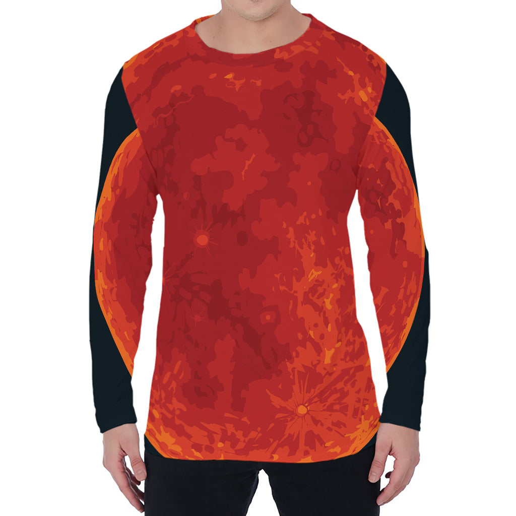 Super Blood Moon Lunar Eclipse Print Men's Long Sleeve T-Shirt