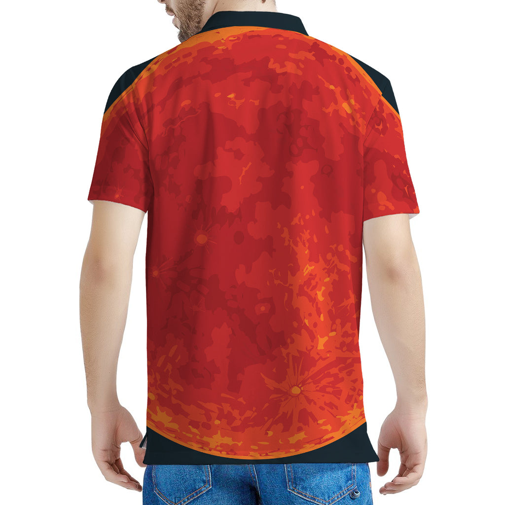 Super Blood Moon Lunar Eclipse Print Men's Polo Shirt