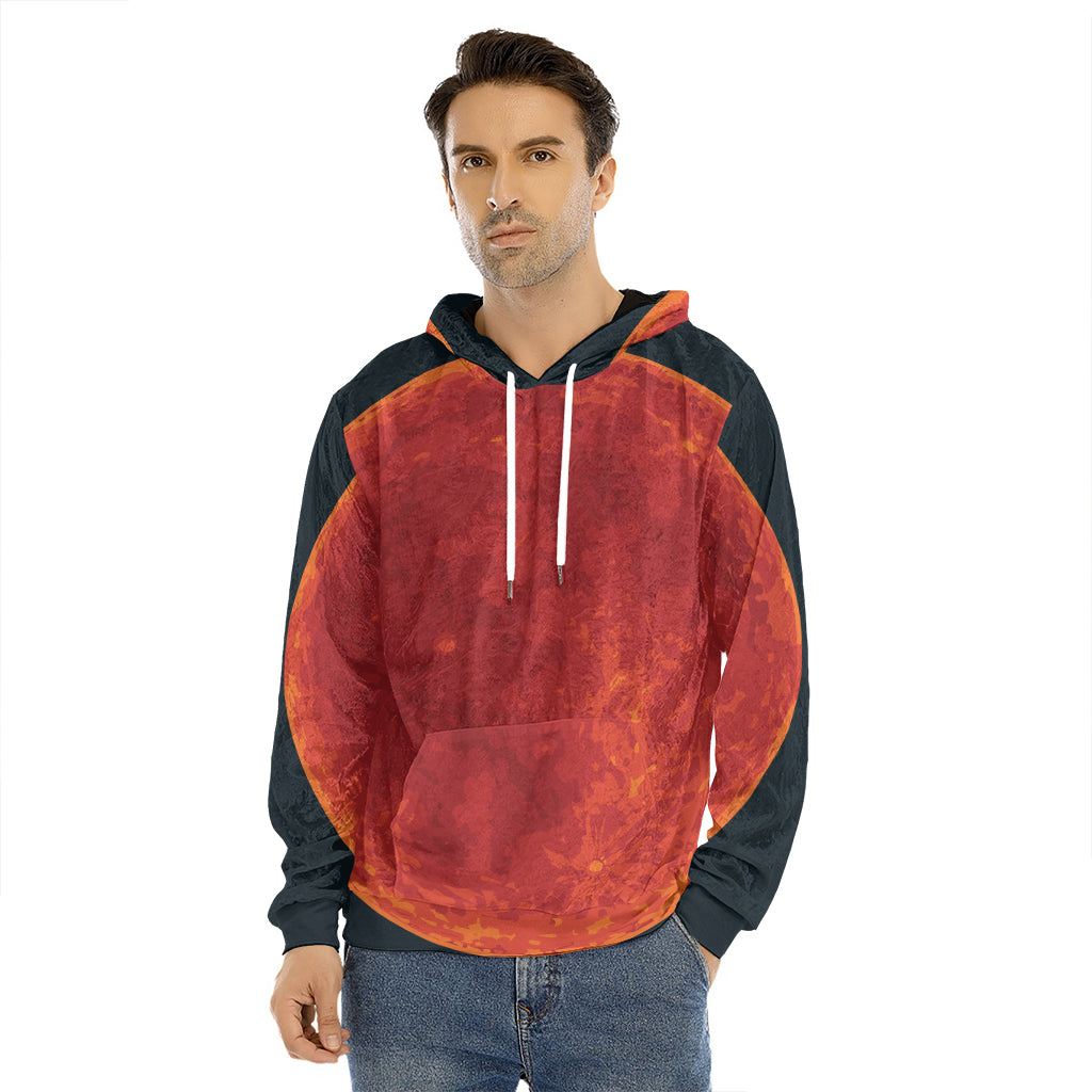 Super Blood Moon Lunar Eclipse Print Men's Velvet Pullover Hoodie