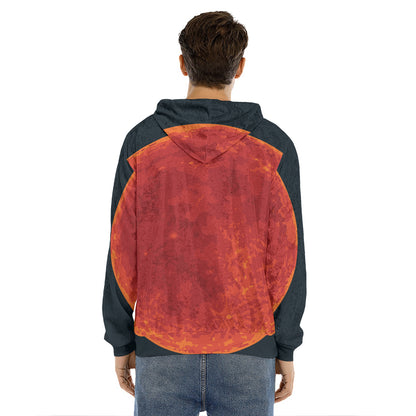 Super Blood Moon Lunar Eclipse Print Men's Velvet Pullover Hoodie