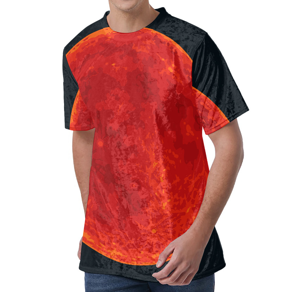 Super Blood Moon Lunar Eclipse Print Men's Velvet T-Shirt