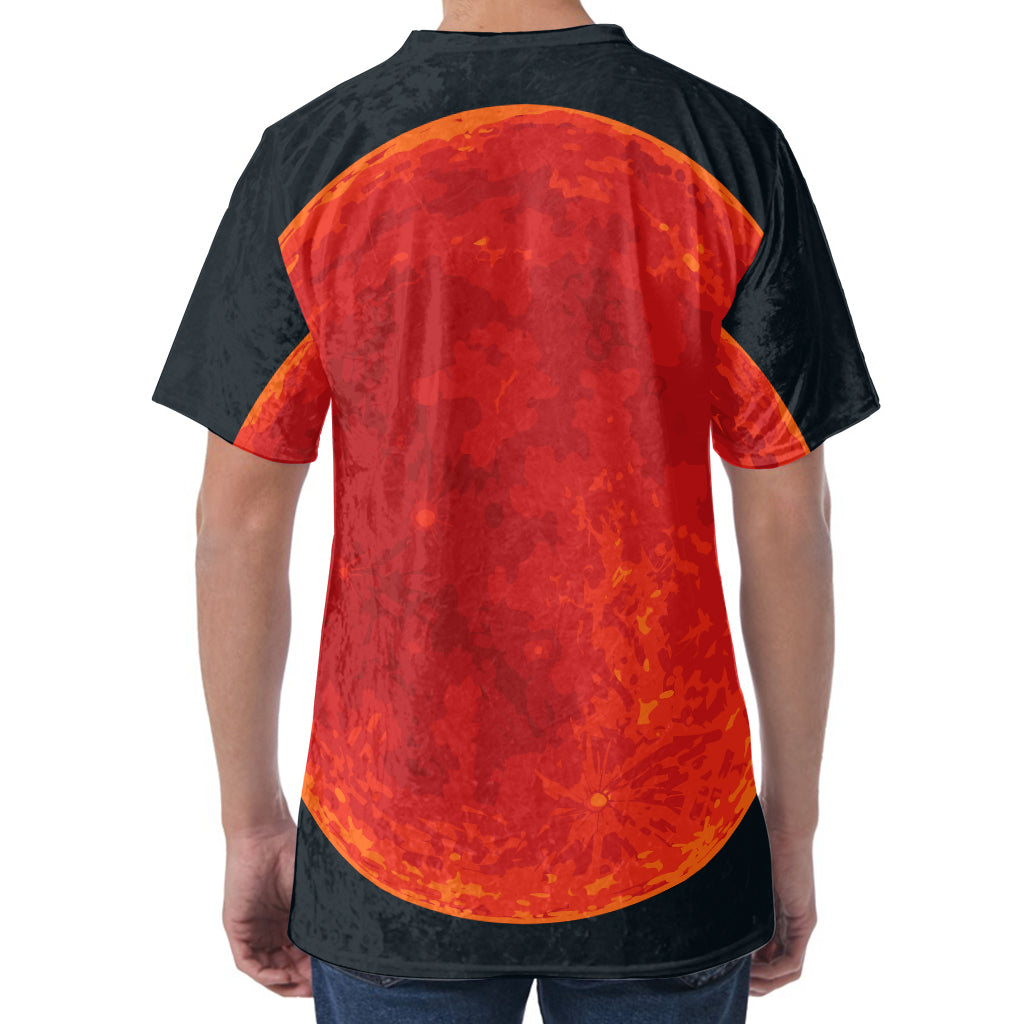 Super Blood Moon Lunar Eclipse Print Men's Velvet T-Shirt