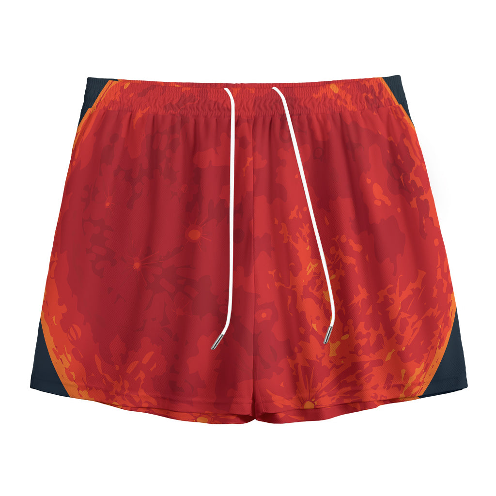 Super Blood Moon Lunar Eclipse Print Mesh Shorts