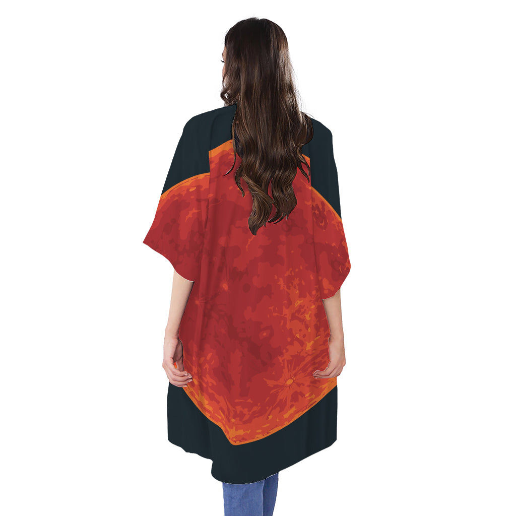 Super Blood Moon Lunar Eclipse Print Open Front Beach Cover Up