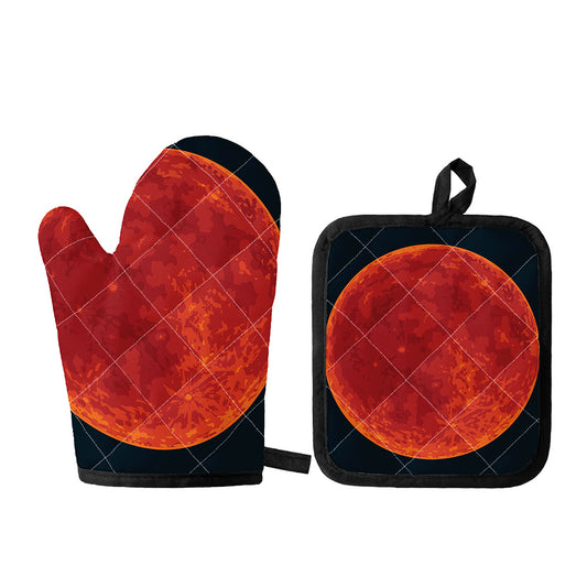 Super Blood Moon Lunar Eclipse Print Oven Mitt And Pot Holder Set