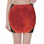 Super Blood Moon Lunar Eclipse Print Pencil Mini Skirt