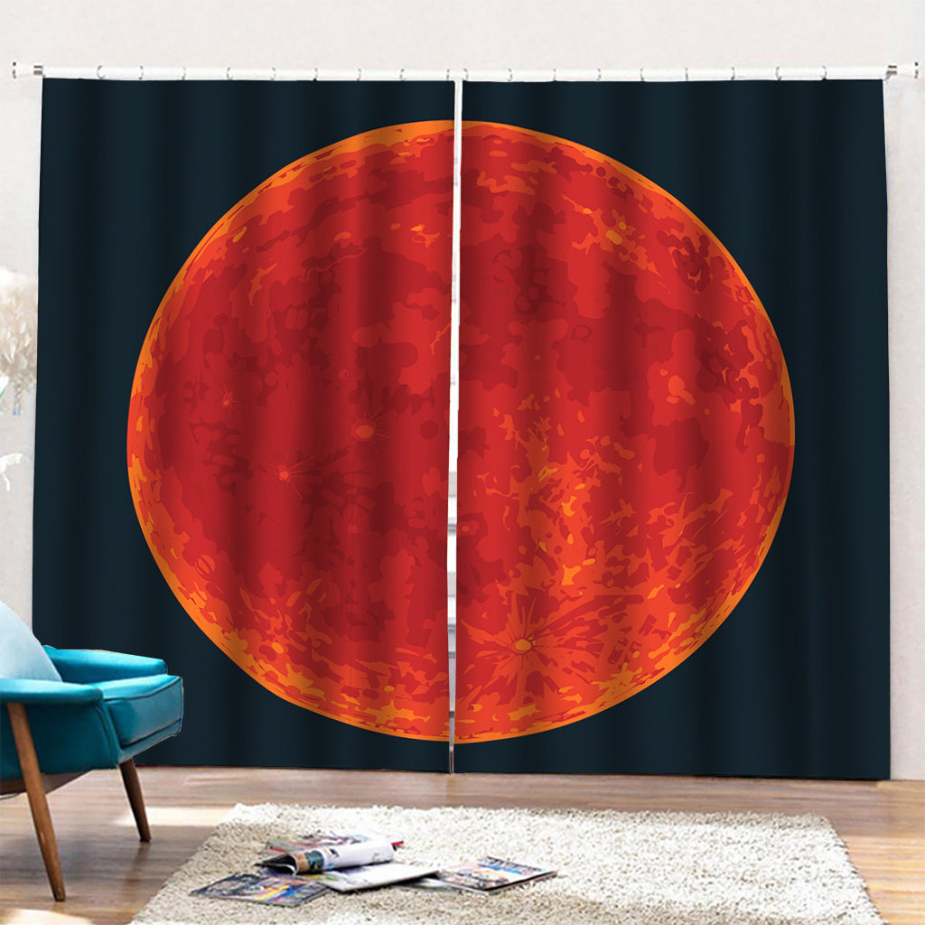 Super Blood Moon Lunar Eclipse Print Pencil Pleat Curtains