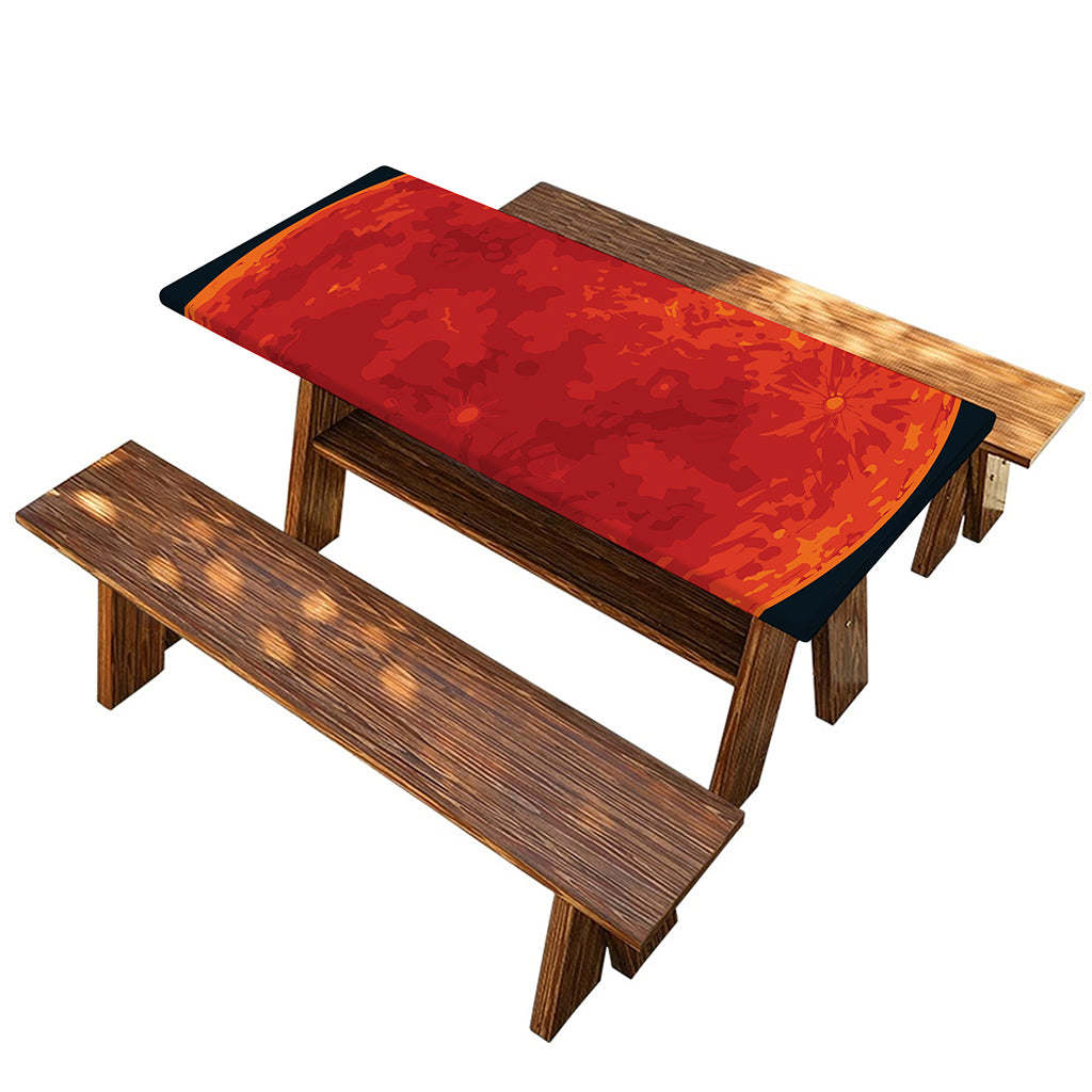 Super Blood Moon Lunar Eclipse Print Picnic Table Cover