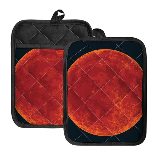 Super Blood Moon Lunar Eclipse Print Pot Holders With Pocket