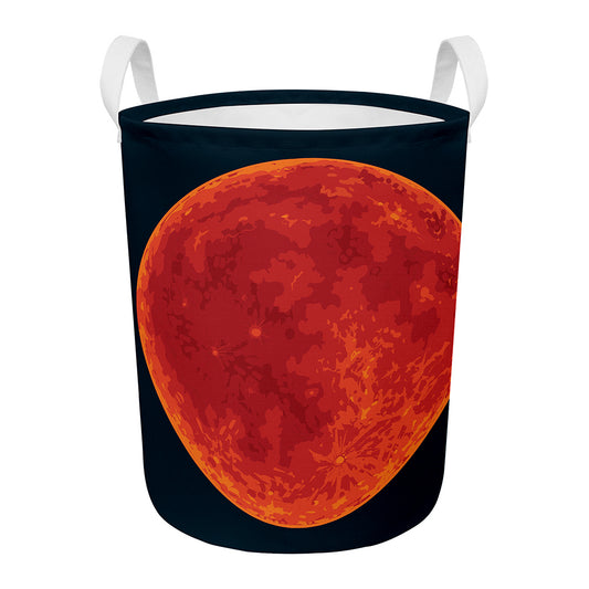 Super Blood Moon Lunar Eclipse Print Round Laundry Basket
