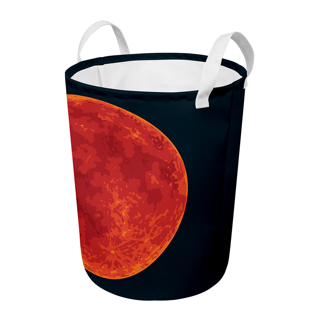 Super Blood Moon Lunar Eclipse Print Round Laundry Basket