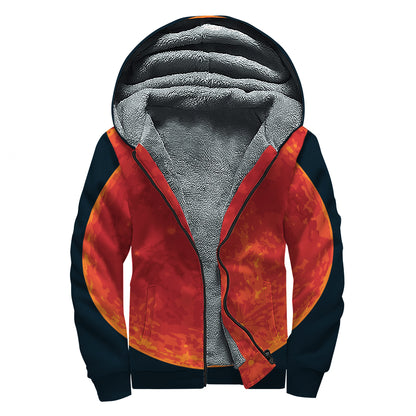 Super Blood Moon Lunar Eclipse Print Sherpa Lined Zip Up Hoodie