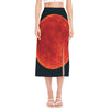 Super Blood Moon Lunar Eclipse Print Side Slit Midi Skirt